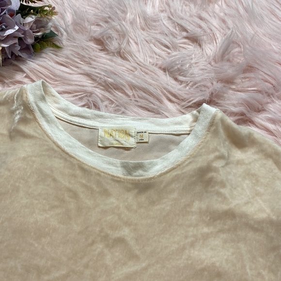 Nation LTD Marie Velvet Short Sleeve Tee Pink Cream sz M - Picture 5 of 13